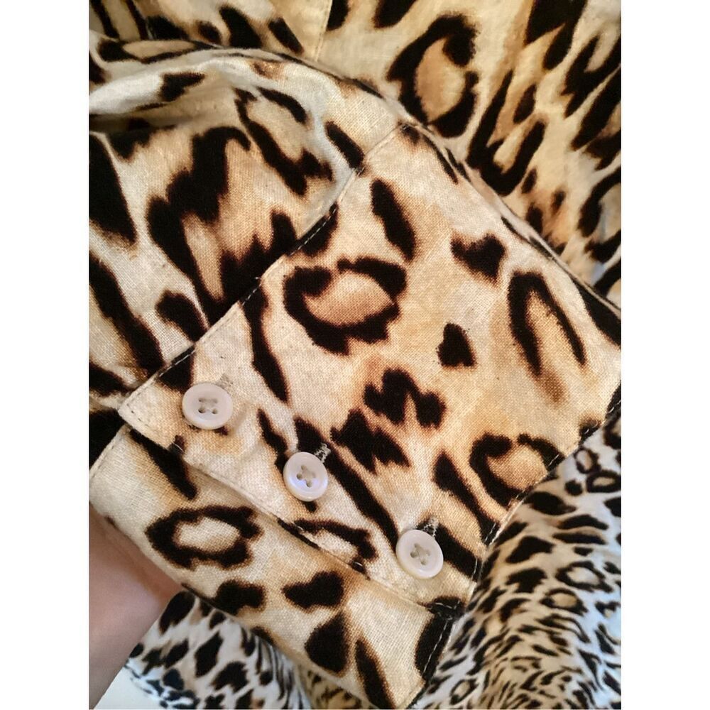 Chico’s 100% Linen Leopard Animal Print Shift Dress Sz 12 Pockets - Picture 5 of 9